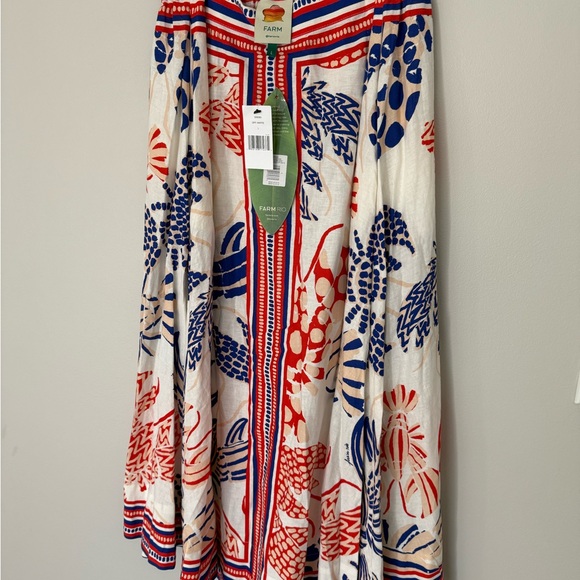 NWT FARM Rio Mixed Lobsters Midi Skirt, women’s size Large - Picture 6 of 7